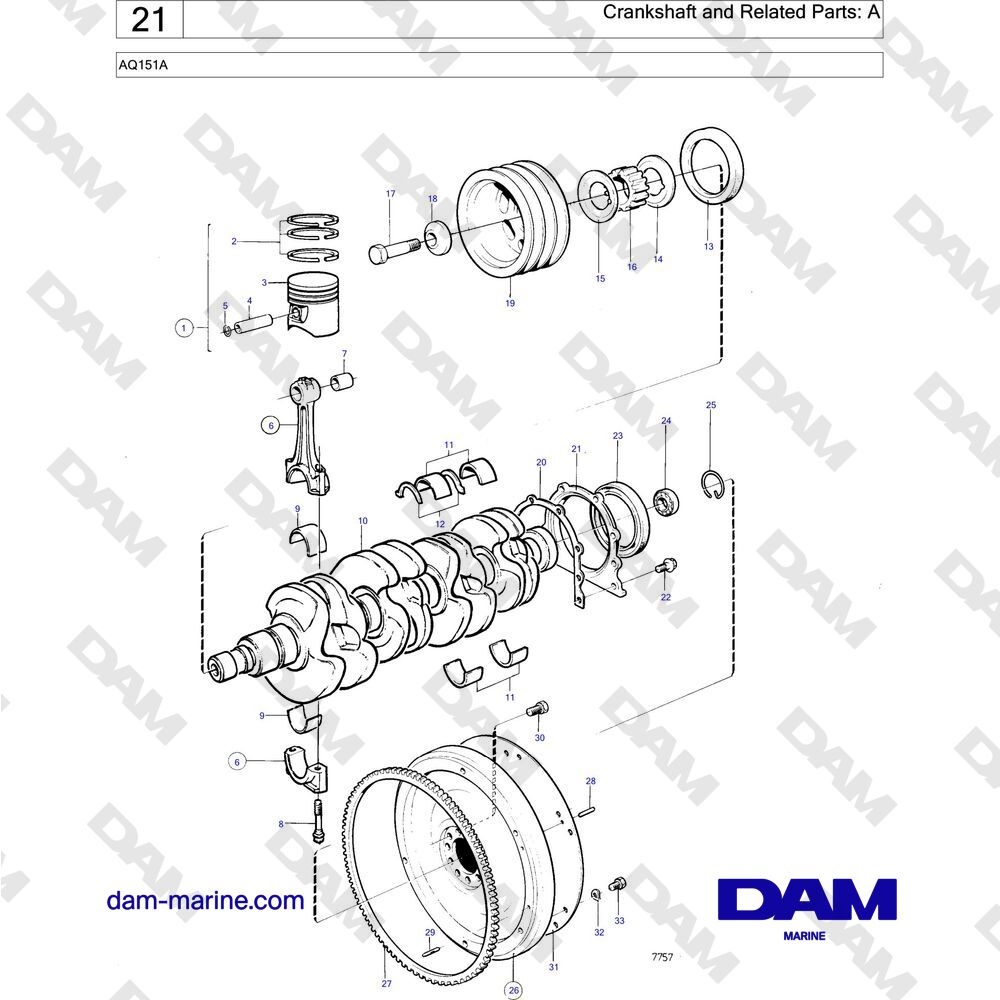 Spare parts and exploded views for Volvo Penta AQ151 Spare parts and exploded views for Volvo Penta AQ151
